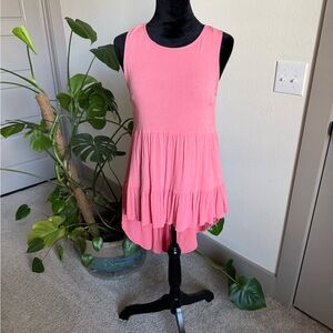 Pink Sleeveless Tiered Dress